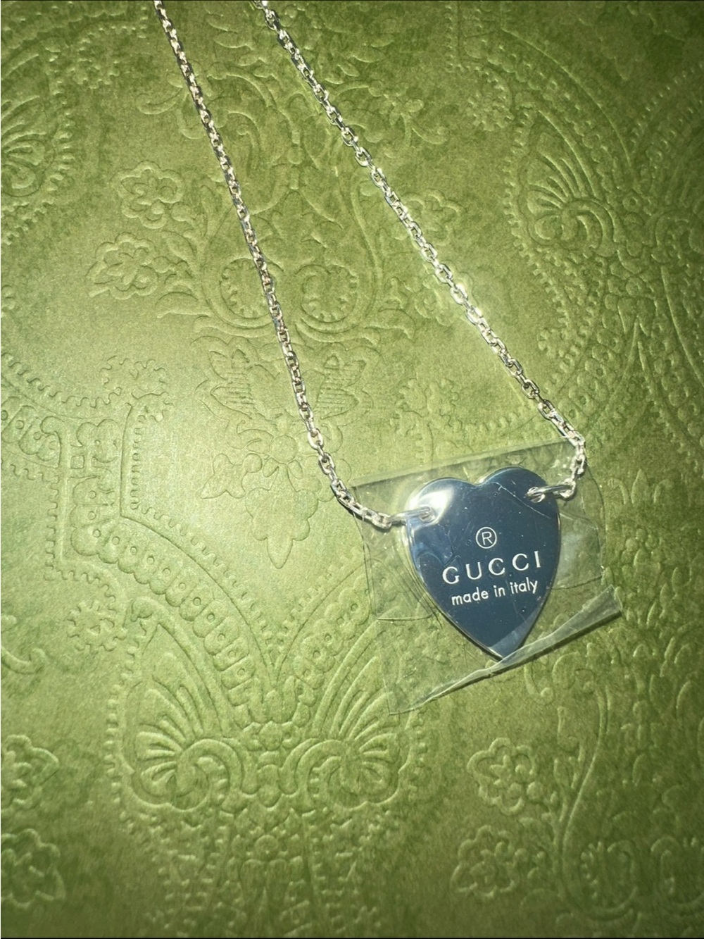 Gucci 925 Sterling Silver Trademark Heart Pendant Necklace